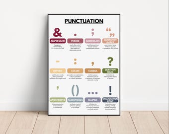 PUNCTUATION POSTER, Grammar Chart for Homeschool, Classroom Wall Art, Teaching Grammar, Educational Poster, Printable, Digital Download