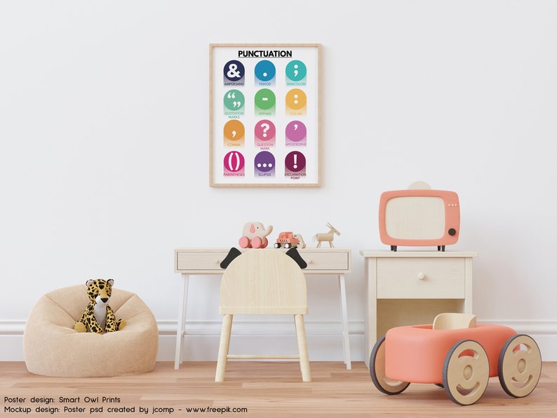 PUNCTUATION SYMBOLS POSTER, Grammar Chart for Homeschool,educational ...