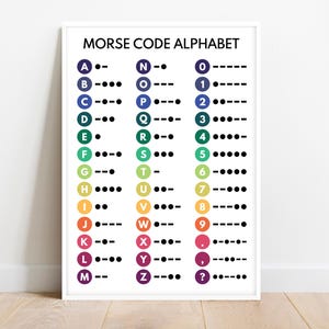 MORSE CODE POSTER, Morse Alphabet, Chart for Homeschool, Classroom Poster, Educational poster, printable, digital download