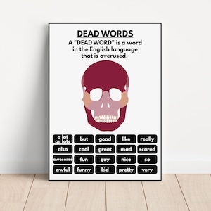 DEAD WORDS POSTER, Improving Writing Skills, English Language, Homeschool & Classroom, Educational Poster, Digital Download