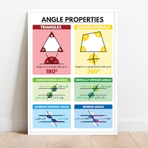 ANGLE PROPERTIES POSTER, Geometry Visual Aids, Educational poster, Math Classroom Wall Art, Curriculum Support, Digital Download