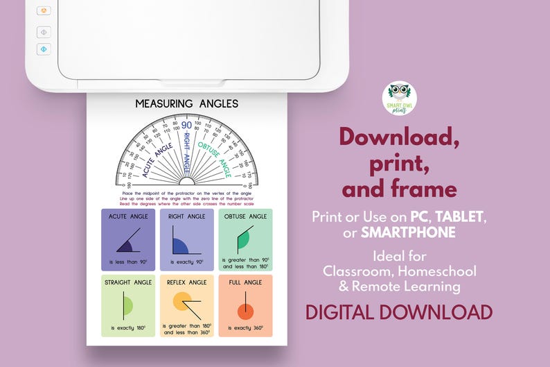 How to MEASURE ANGLES, How to Use a PROTRACTOR, Geometry, Educational ...