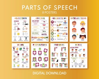 Parts of Speech Posters - English Grammar, Classroom Decor (Digital Download)