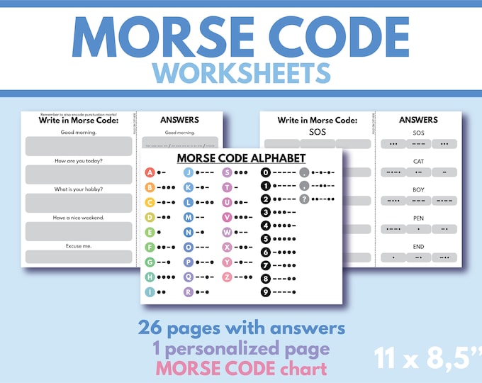 MORSE CODE Worksheets, Morse Alphabet, Homeschool Activity,educational ...