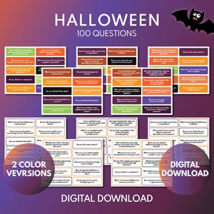 INICIADORES DE CONVERSAS DE HALLOWEEN - Conjunto de 100 perguntas, Discussão em sala de aula, Aquecimento de conversação, Língua inglesa, Imprimível, Download digital