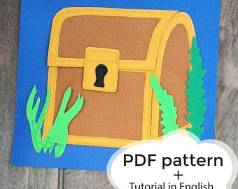 Felt chest pdf page, quiet book baby, fine motor skills