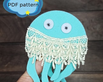 felt jellyfish finger puppet  pdf sewing pattern
