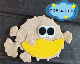 felt toadfish finger puppet pdf sewing pattern