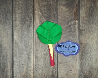 felt rhubarb, pdf sewing patterns, felt veggies
