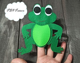 felt frog finger puppet sewing pattern