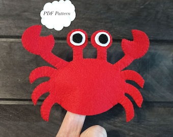 felt crab  sewing pattern finger puppet