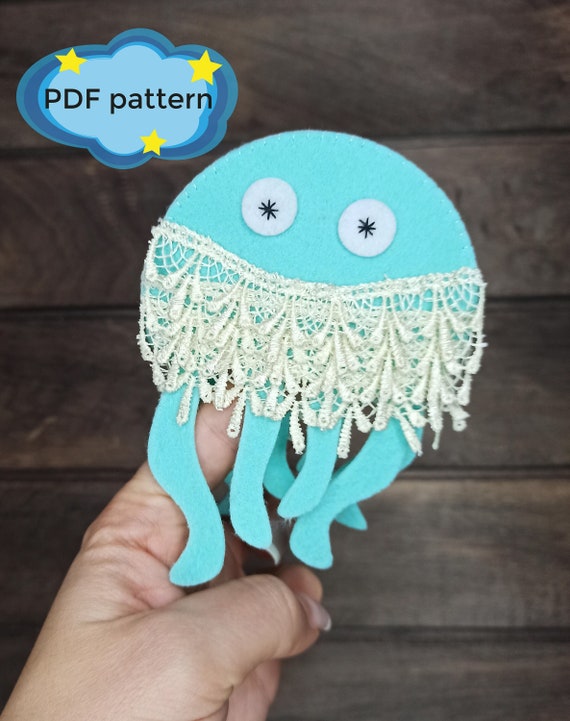 Felt Jellyfish Finger Puppet Pdf Sewing Pattern Etsy