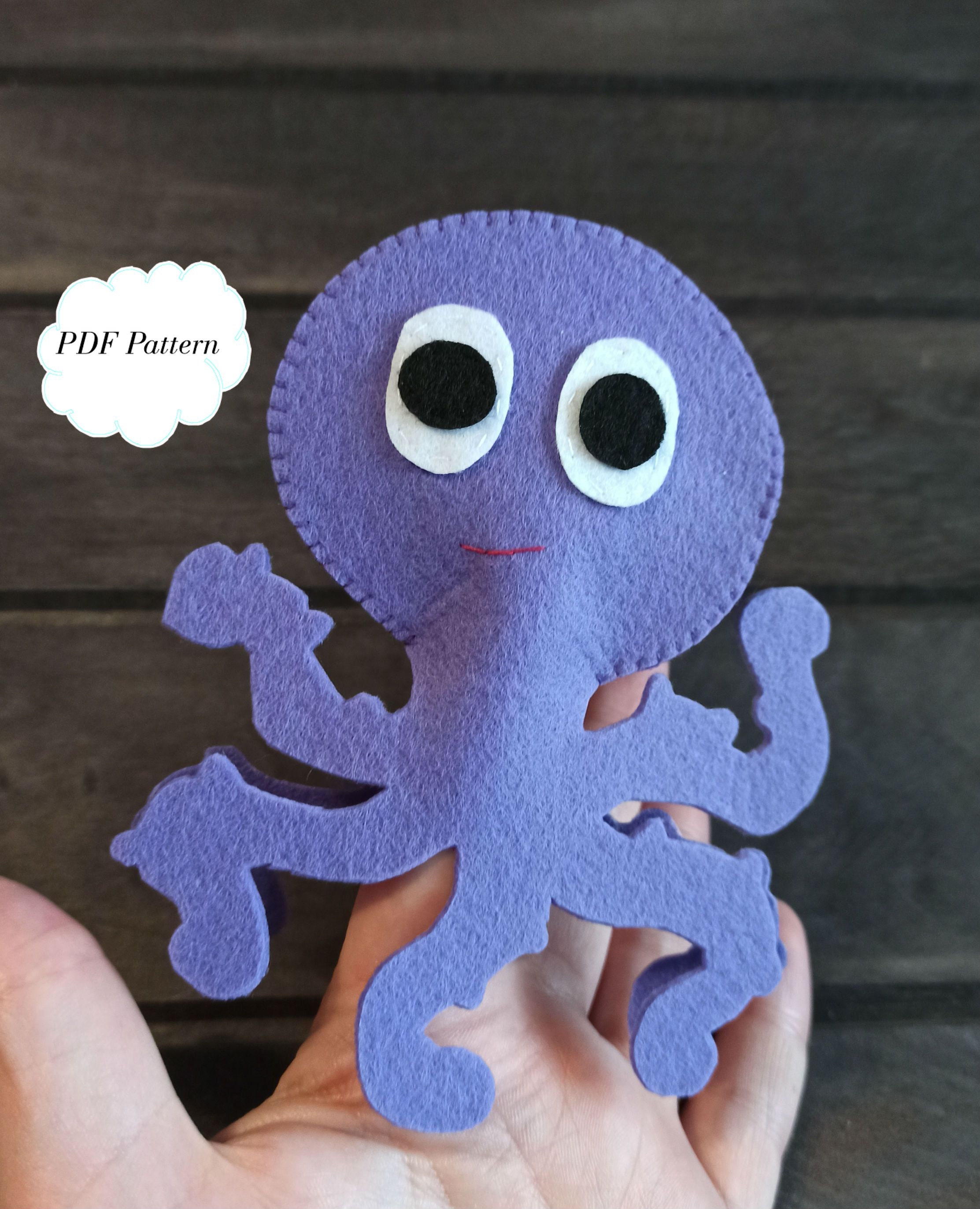 Felt Finger Puppet Sewing Pattern Octopus Etsy