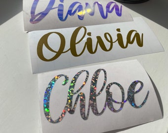 Custom Vinyl Name Stickers, Personalized Decals, Calligraphy Style