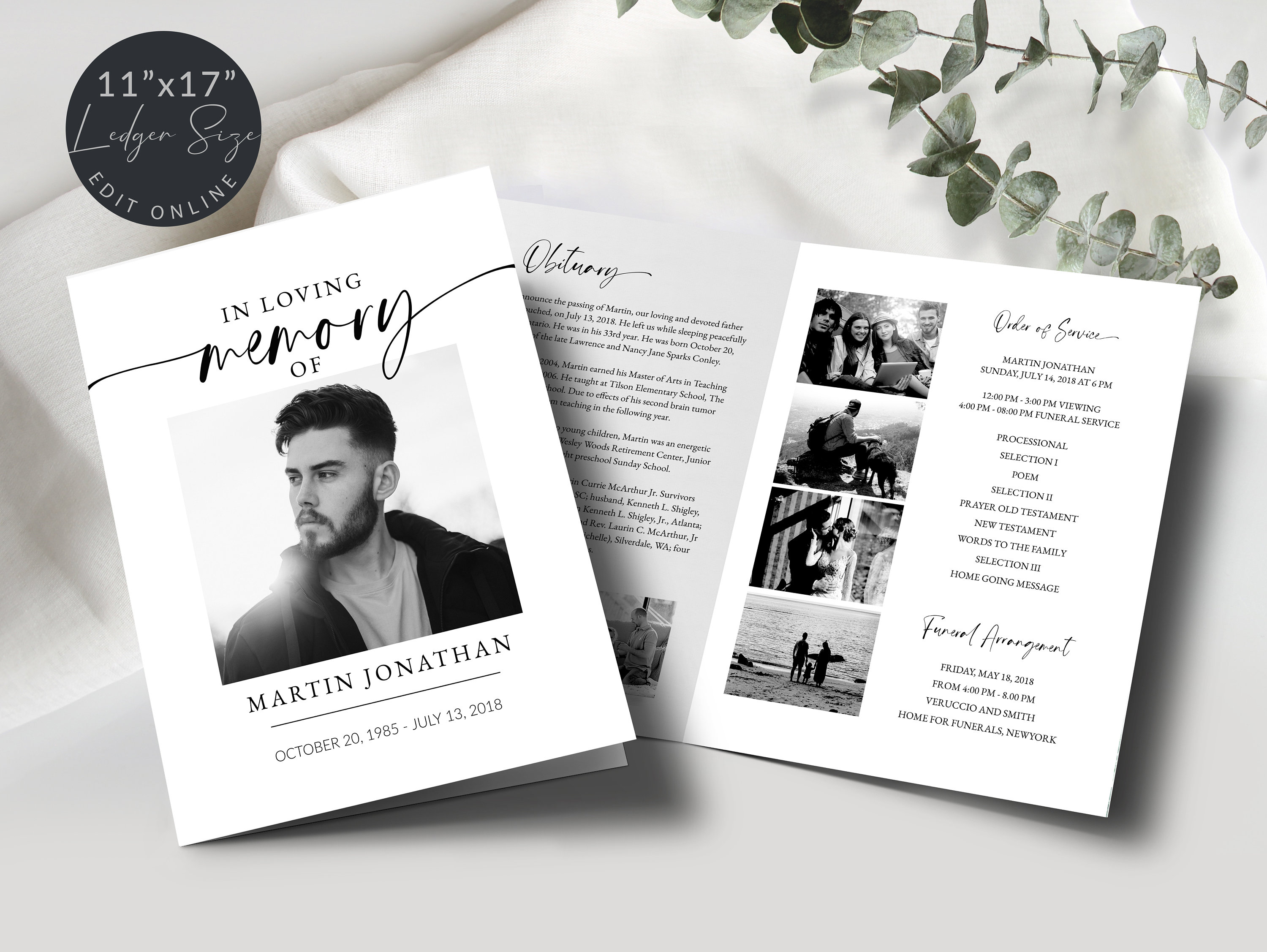 Funeral Program Template Minimalist Letter Funeral Program Etsy