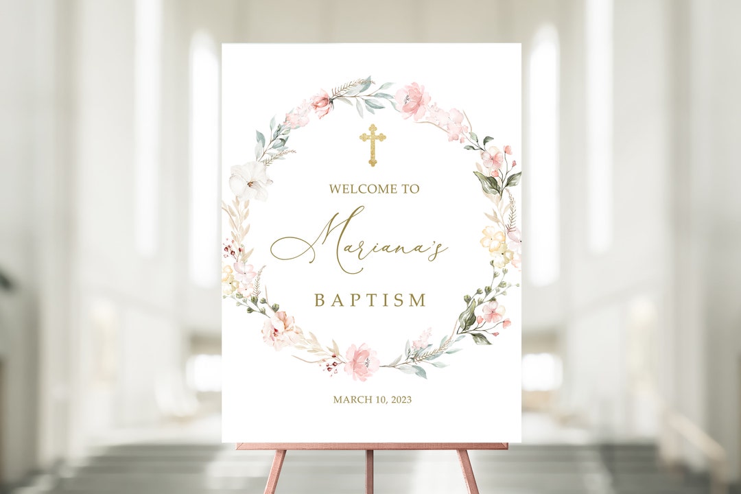 Pink Baptism Welcome Sign Editable Baptism Welcome Sign Pink - Etsy