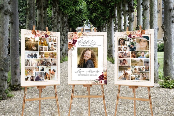 Funeral Collage Template, Set of 3 Funeral Photo Collage Bundle