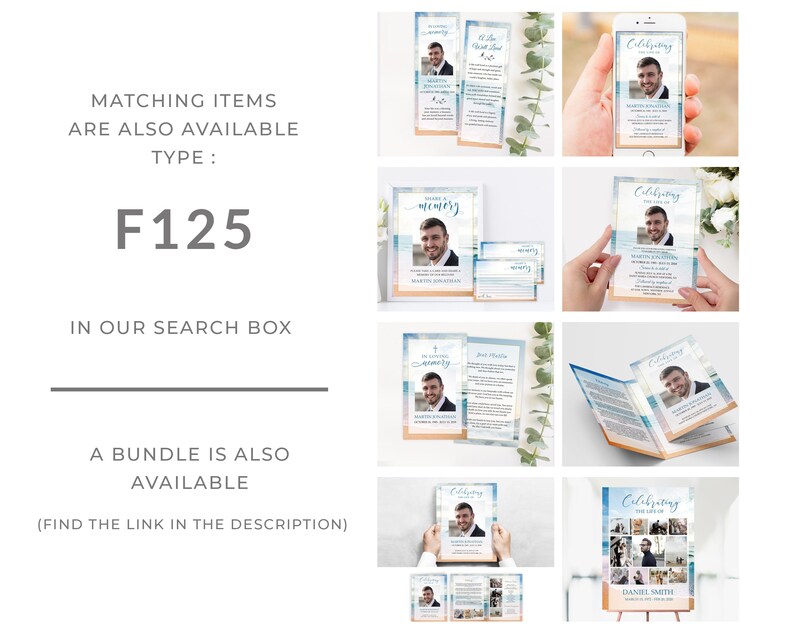 Download Obituary Program Bi Fold Letter Size 8 5x11 F125 Letter Bi Fold Funeral Program Template Beach Blue Sea Large Memorial Service Program Templates Invitations Announcements Allfiredupscotland Co Uk