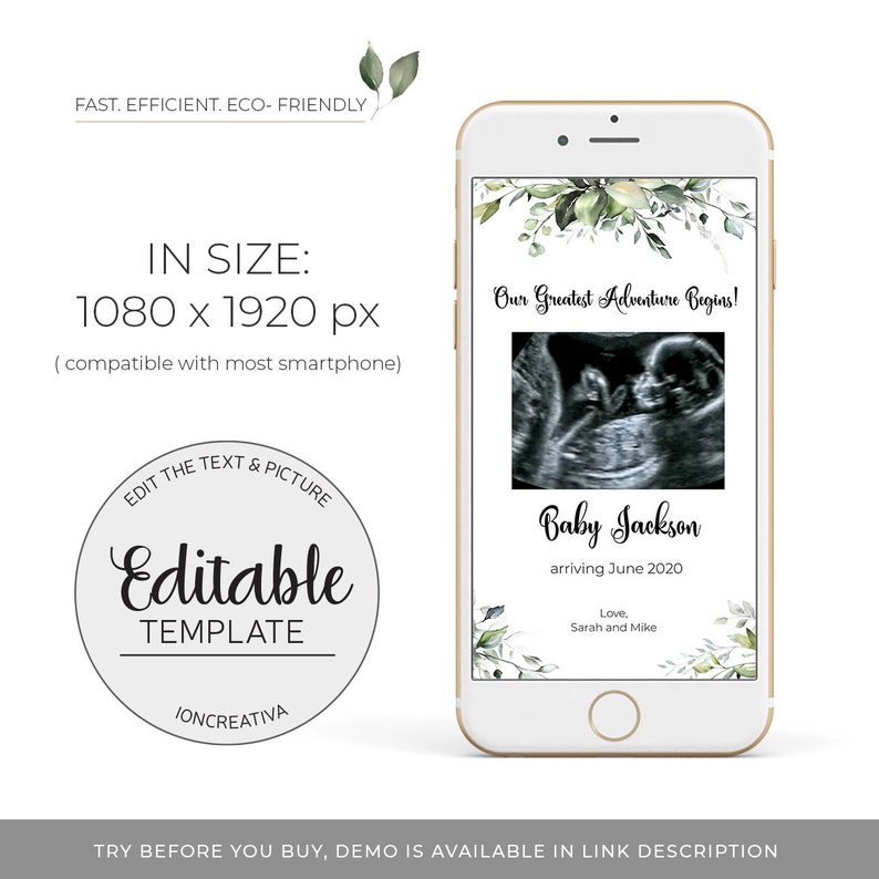 Download PAE101 pregnancy announcement digital smartphone editable | Etsy