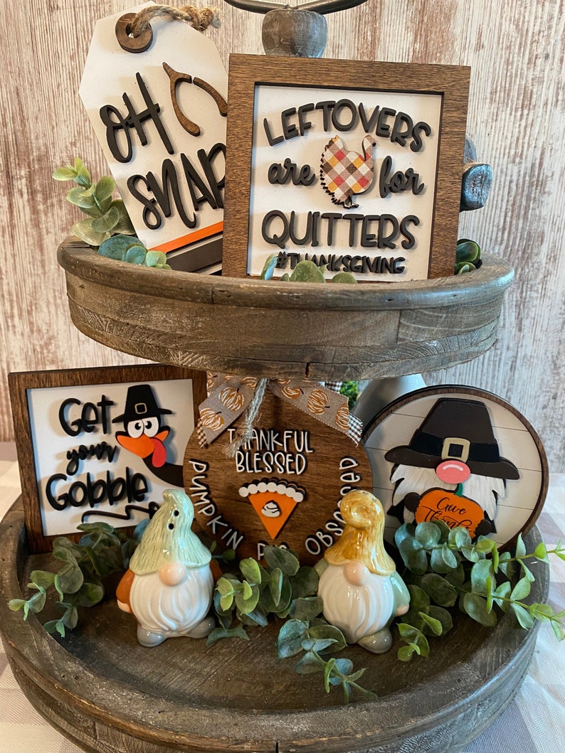 Thanksgiving tiered tray decorFall tiered tray decor Turkey image 1