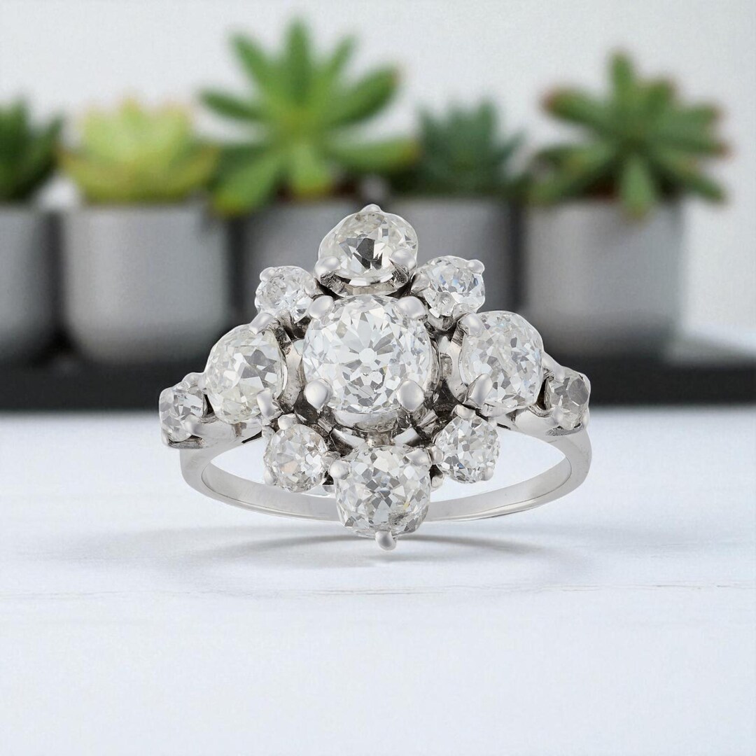 Diamond Cluster Diamond Cluster Ring - Etsy