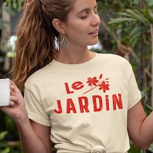 Le Jardin Shirt 70&#39;s Retro Floral Tee Vintage T Shirt Vintage Floral Shirt French Shirt Gardening Shirt Gift for Gardener Gardening Gift