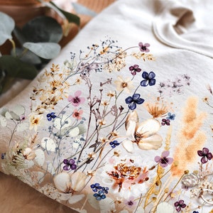 Vintage Pressed Flowers Sweatshirt, Boho Cottagecore Crewneck, Pastel Botanical Floral Pullover, Fairycore Oversized Wildflowers Sweatshirt