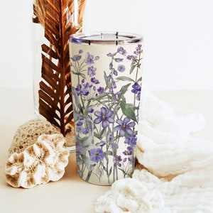 Vintage Pressed Wildflower Tumbler: Boho Cottagecore Travel Cup