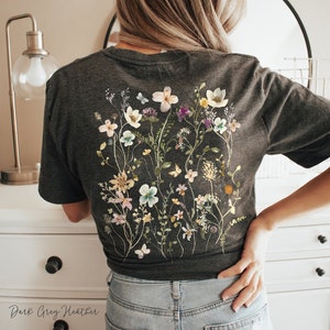 Wildflower Back Print T-shirt: Boho Cottagecore Botanical Tee