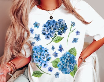 Blue Hydrangeas Shirt: Cottagecore Floral Garden Tee