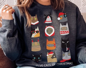 Cat Christmas Sweater, Cat Christmas Shirt, Cat Christmas Gift, Funny Cat Christmas Sweatshirt, Gift for Cat Lover, Cat Lover Gift, Tshirt