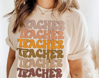 Camisa de maestro retro, camisa retro de maestro, camiseta de maestro boho, camisa de maestro de moda de gran tamaño, regalos para maestros, camiseta de maestro retro