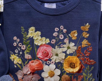 Vintage Pressed Flowers Sweatshirt: Comfort Colors Cottagecore Crewneck