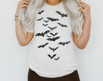 Halloween vleermuizen shirt, Halloween shirt, vleermuizen Halloween, dames Halloween, Halloween cadeau, vliegende vleermuizen shirt, Halloween Tee, Halloween vleermuis