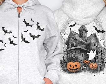 お化け屋敷ジップパーカー ハロウィンセーター 不気味な季節ジャケット お化け屋敷ジップパーカー ハロウィンセーター 不気味な季節ジャケット