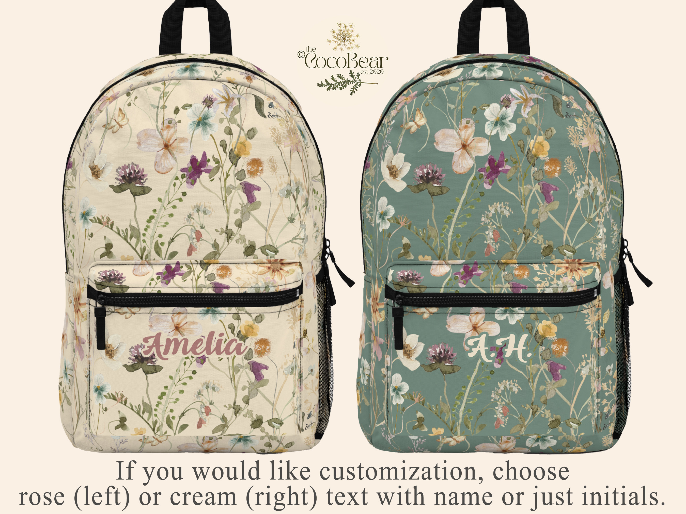 Boho Floral Backpack Flower Print Bookbag Pressed Flowers College Bag boho-floral-backpack-flower-print-bookbag-pressed-flowers-college-bag