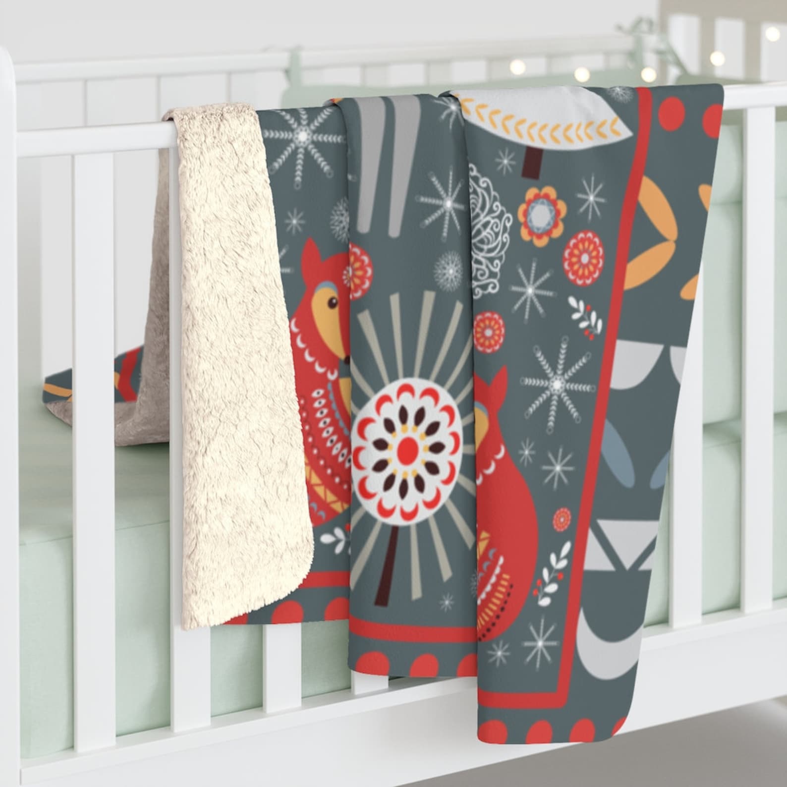 Scandinavian Folk Art Throw Blanket Norwegian Folk Art Boho Etsy