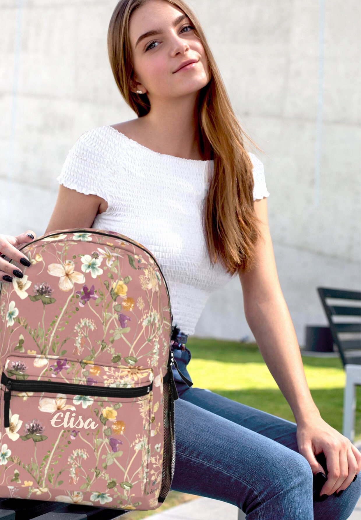 MyTagalongs Floral Print Backpack and Accessories Set 12x14 Backpack main image 2
