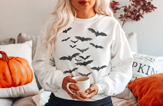 Sweat shirt chauves souris vintage chauves souris d Halloween chauves souris Halloween pull d Halloween vintage sweat shirt d Halloween saison fantasmagorique sweat shirt chauve souris cadeau Etsy Fr...