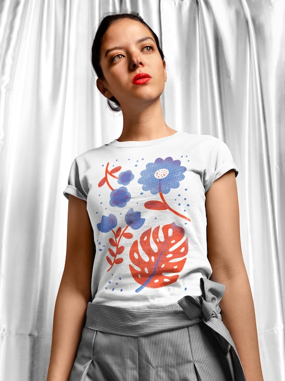 Scandinavian Shirt Folk Art T-Shirt Botanical Shirt Hygge TShirt Aesthetic Clothes Scandinavian Shirt Tee For Women Vintage Flower Shirt