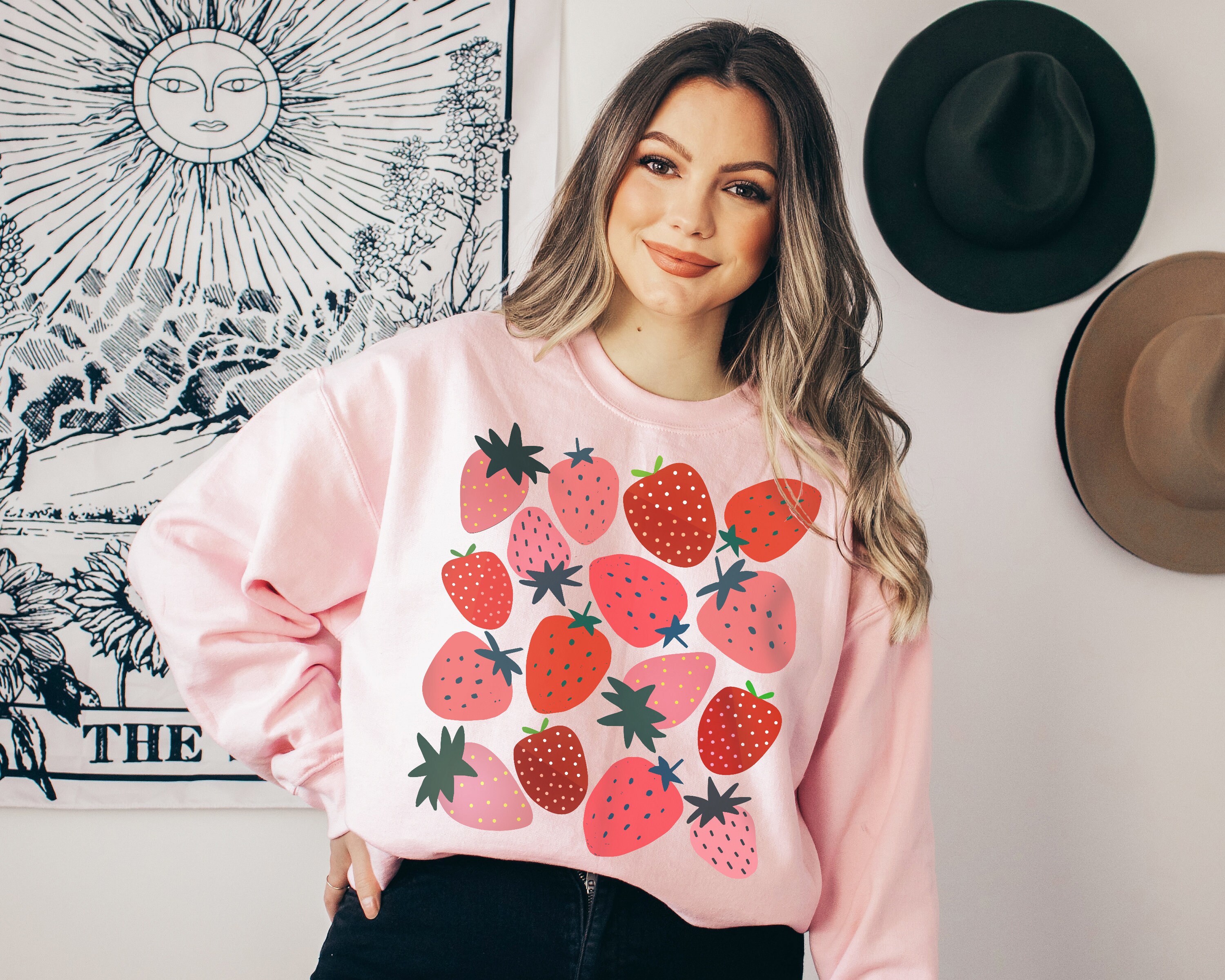 Strawberry Sweatshirt Cute Vintage Fruit Sweater Floral - Etsy