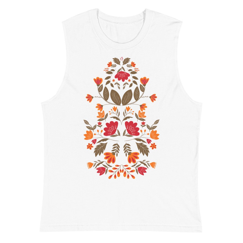 Hippie Floral Tank Top, Scandinavian Floral Shirt