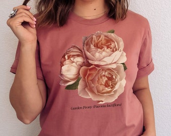 Garden Peony Shirt, Flower Shirt, Floral Graphic Tee, Wildflower Shirt, Floral Shirt, Floral Tshirt, Gardener Shirt, Gardening Shirt