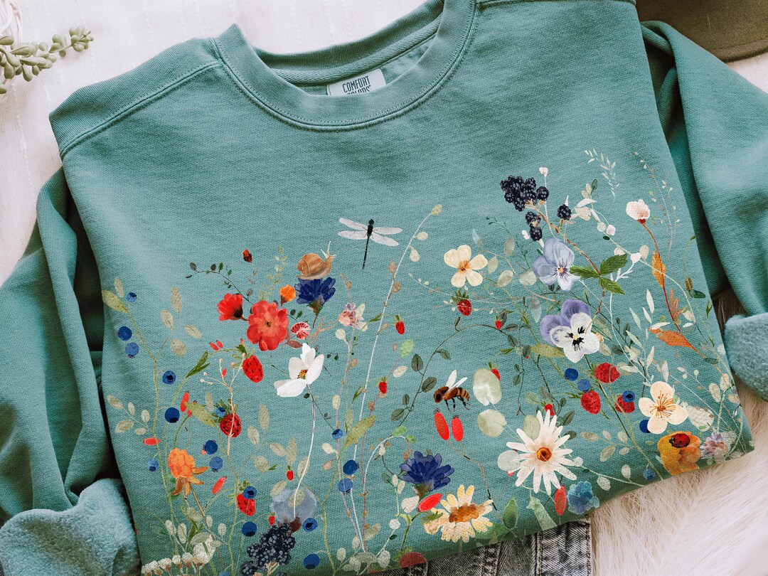 Vintage Cashew Flower Prints Casual Cotton Sweatshirt main image 0