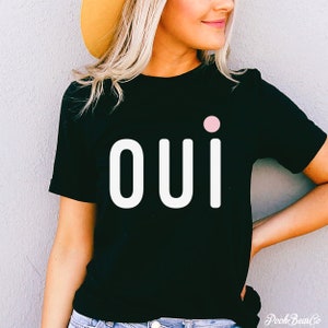 Oui Shirt, Green Oui Tshirt, Gold Oui Tee, Paris Shirt, French Tshirt, France, Paris Gifts, Green Oui Sweatshirt Tank Top Black