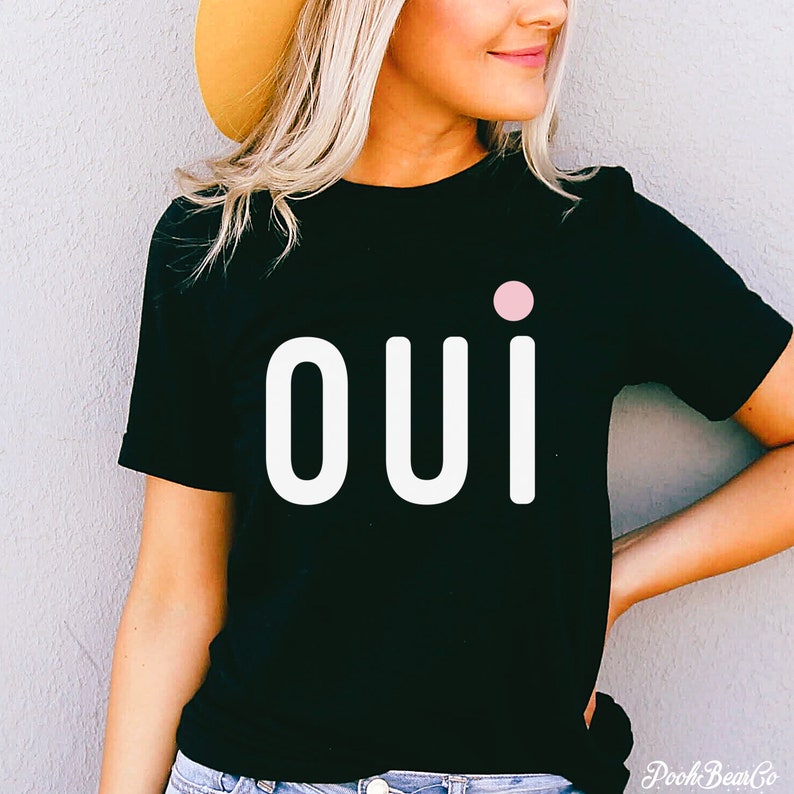 Oui Shirt, Green Oui Tshirt, Gold Oui Tee, Paris Shirt, French Tshirt, France, Paris Gifts, Green Oui Sweatshirt Tank Top Black