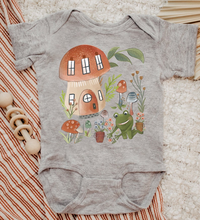 Frog Mushroom Fungi Baby Bodysuit Magical Mystical Baby Etsy