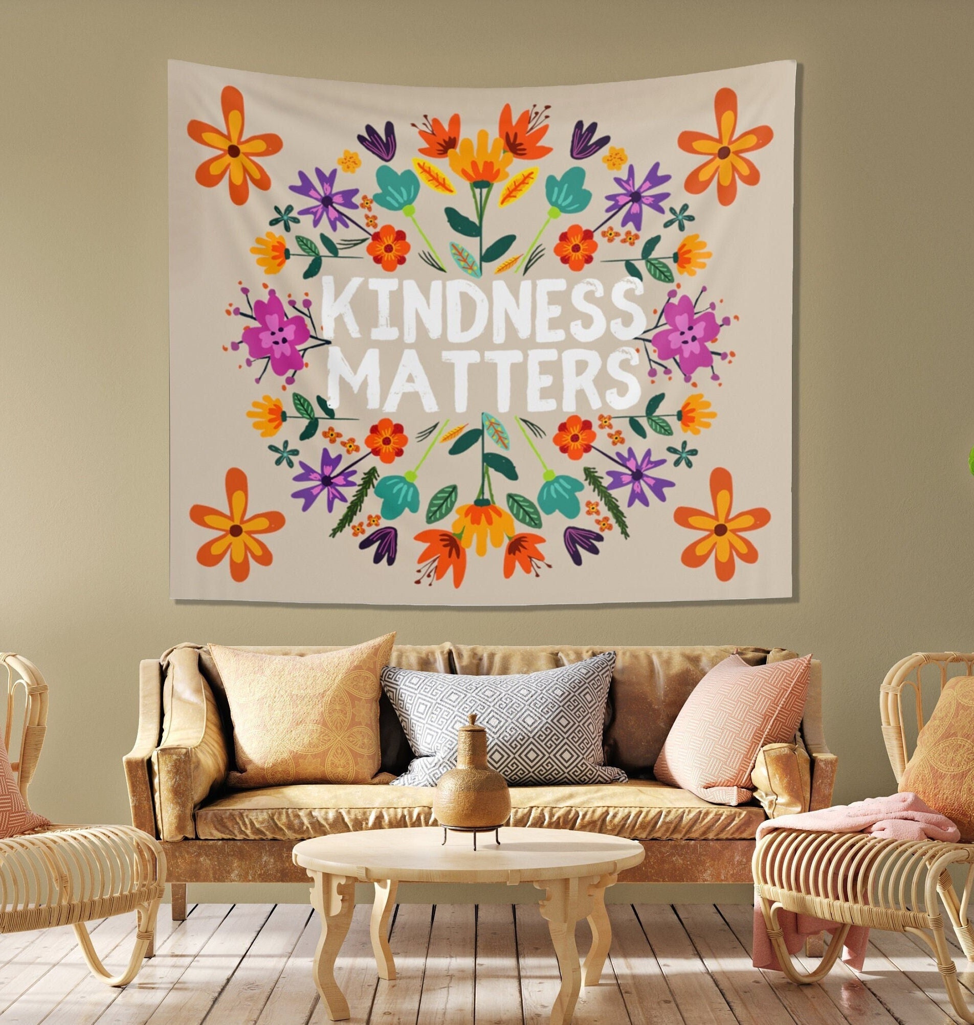  HGOD DESIGNS Flower Tapestry Wall Hanging Colorful