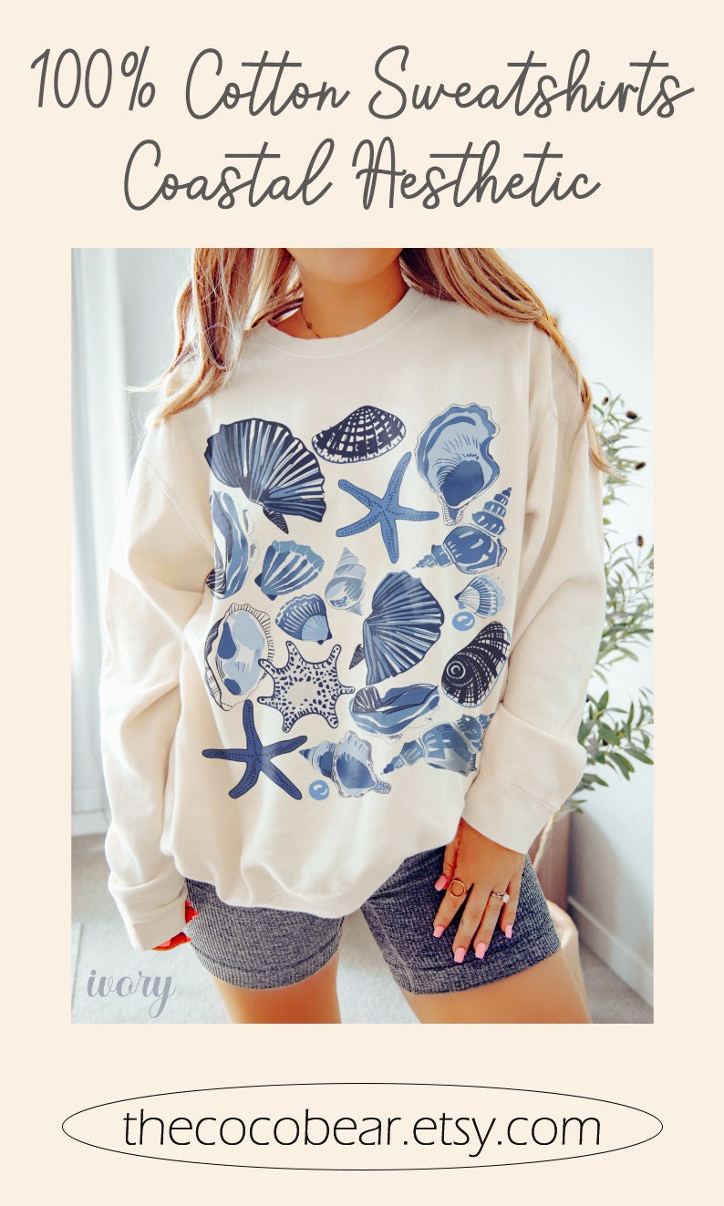 Vintage Seashells Sweatshirt 100% Cotton Comfort Colors Shirt