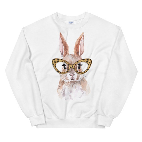 Bunny with glasses sweatshirt sale